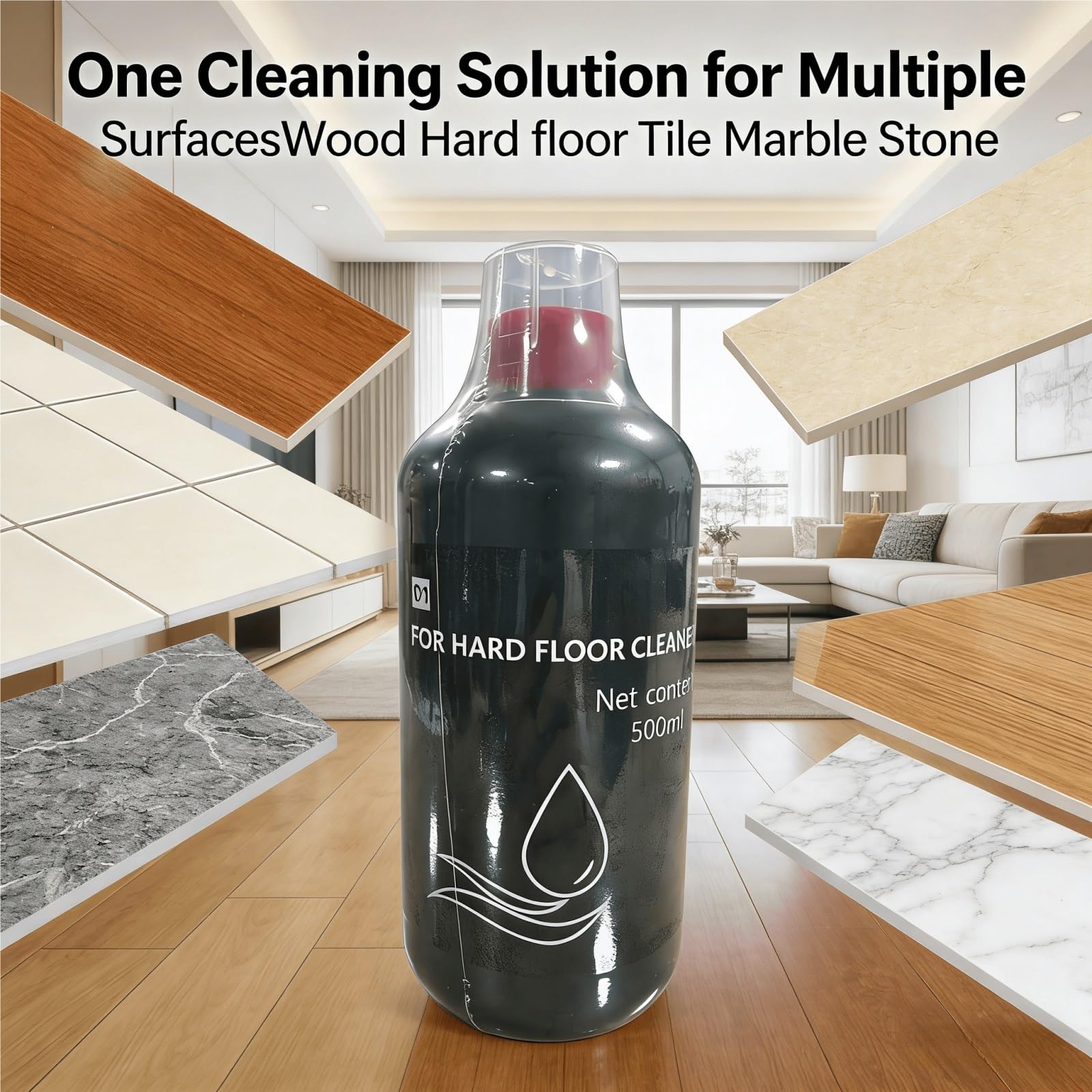 Detergente for pavimenti duri, 4 flacone, 500 ml, formula a bassa schiuma e ad asciugatura rapida, compatibile con Dyson WashG1/Nautik, for pavimenti in legno, piastrelle, marmo