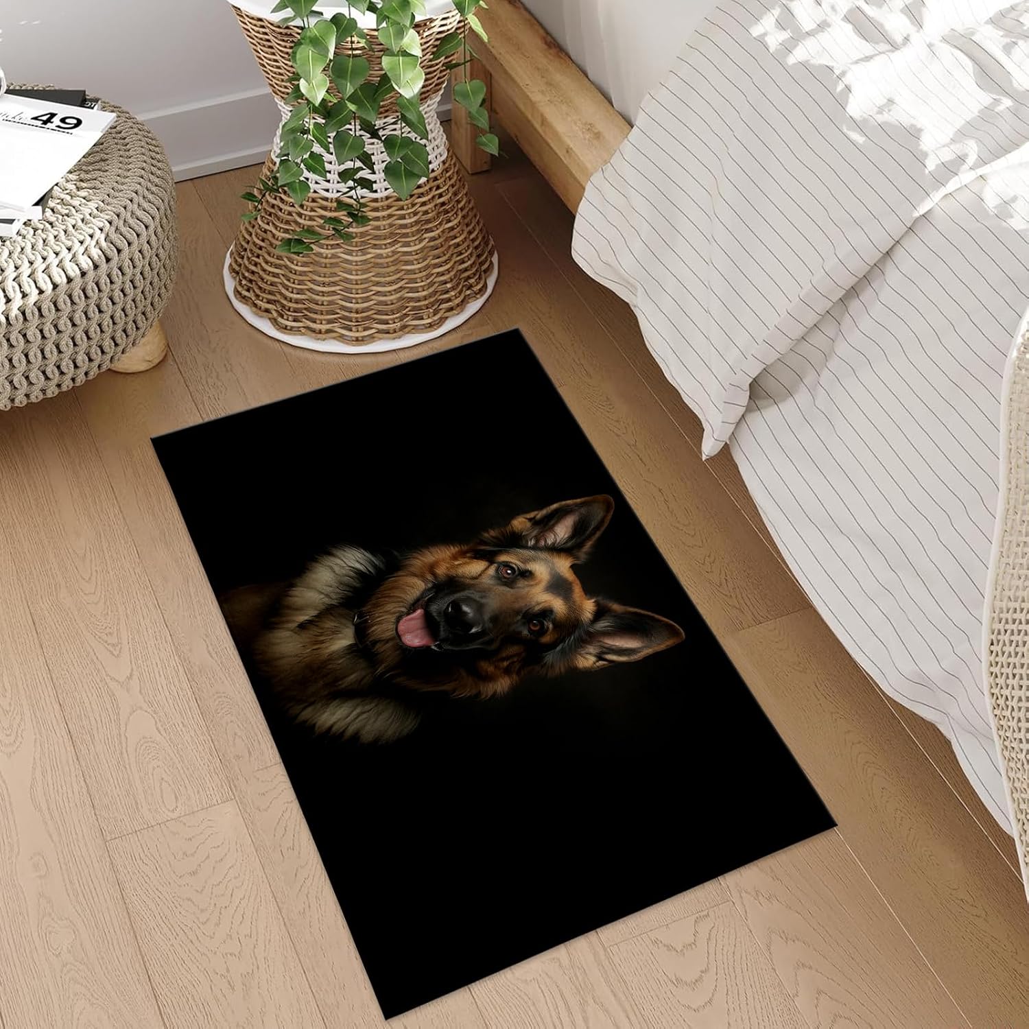 German Shepherd Indoor Door Mat, 17x29.5 Inch, Floor Area Rug for Entryway, Living Room, or Bathroom, Non-Slip Doormat, Animal Dog Home Decor Rug Gifts