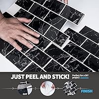 Vista 8 de Art3d Protector contra salpicaduras autoadhesivo de 10 hojas, 12 pulgadas x 12 pulgadas, azulejos tipo metro en diseño de mármol