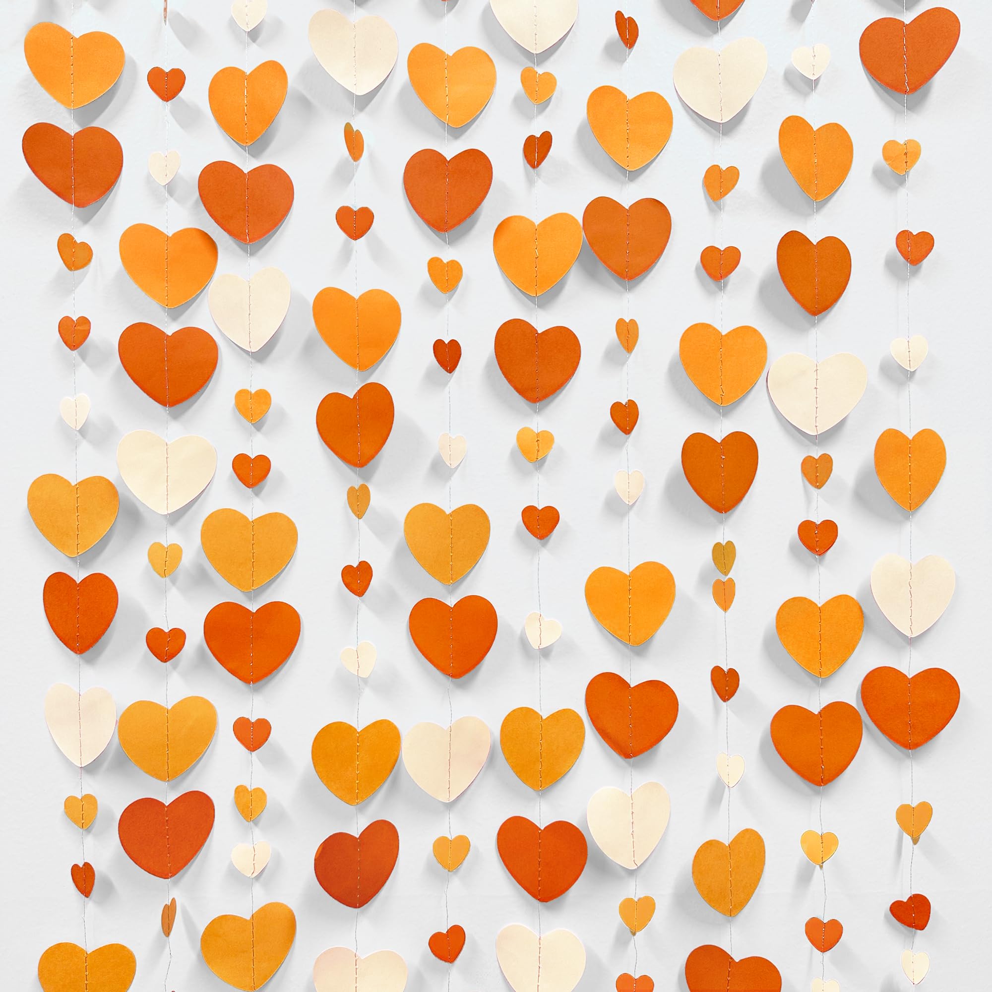 Decoración de fiesta naranja degradado, guirnalda de corazón naranja para colgar, serpentina de papel para otoño, día de San Valentín, boda, despedida de soltera, cumpleaños, baby shower, compromiso