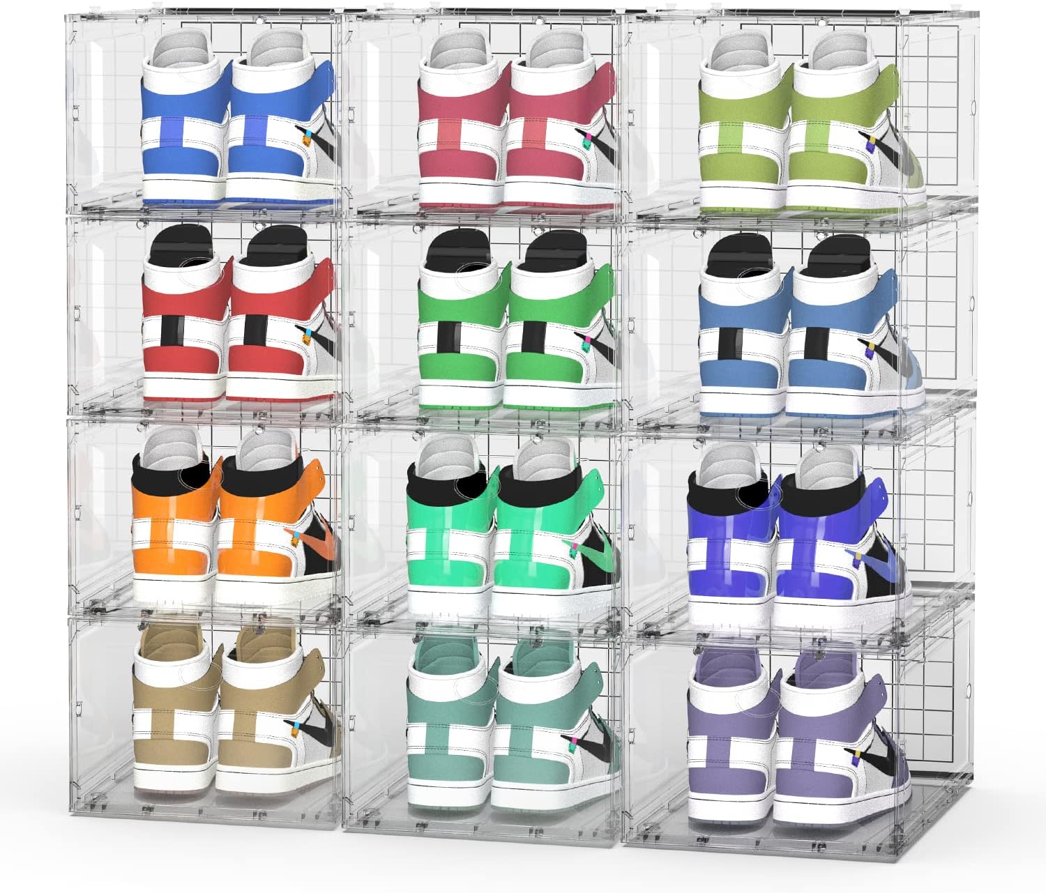 WAYTRIM 12 Pack Shoe Organizer,Stackable Plastic Shoe Box
