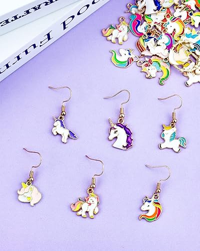 Miniatura 7 de 32 dijes de unicornio esmaltados chapados en oro, accesorios surtidos de unicornio para hacer joyas, collares, pulseras, aretes, accesorios de