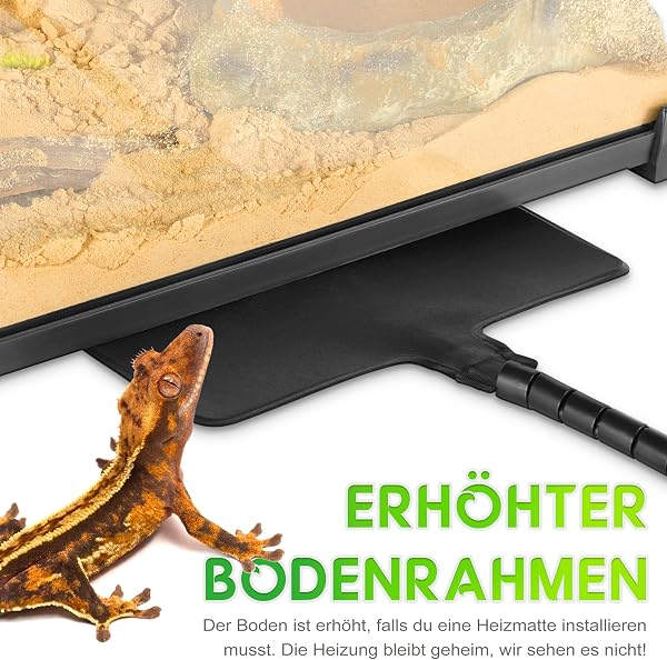 NEPTONION 14 Gallon Professional 50 x 30 x 35 cm Glas-Terrarium, Doppelfronttüren mit Fütterungsschlitz, hitzebeständiger Alu-Rahmen, für Jungtiere wie Sandfisch-Skinke, Hakennasennattern & Frösche - 5