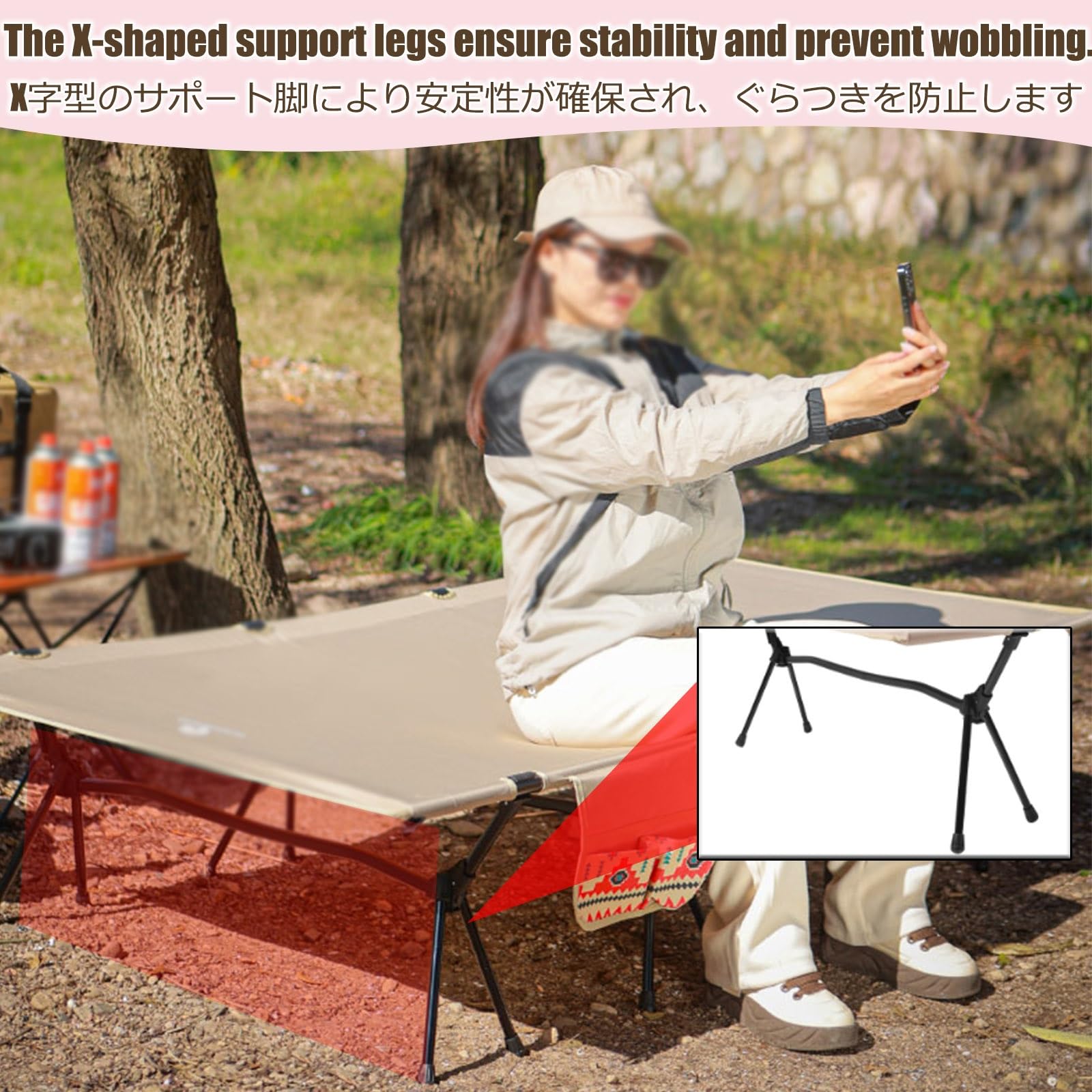 Cama Abatible Cama Plegable Camping Camas Abatibles Verticales Camas Plegables Ideal para Oficinas, Siestas, Playas, Acampadas Y Balcones(Khaki,193 * 90cm,4-Bracket)