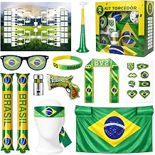 Soccer Fan Kit for USA, 12-in-1 Complete Set with Flag Headband, Retractable Horn, Face Paint, Cheering Sticks, Scarf &amp; Large Flag &ndash; Patriotic Gear for 2026 World Cup Watch Parties