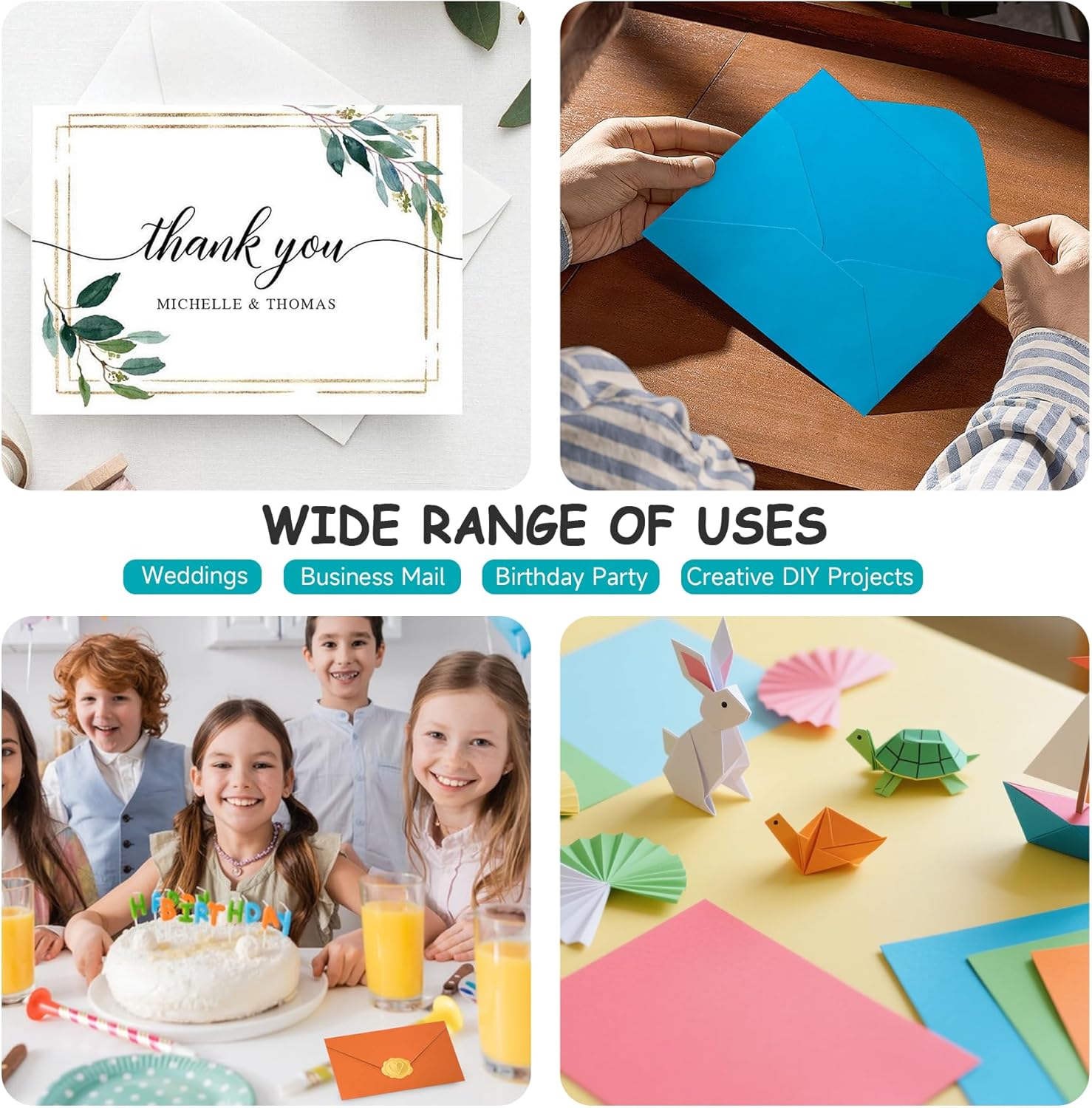 30 Pack A7 Colorful Envelopes and 4x6 Blank Cards with Gold Stickers, Heavy Folded Cardstock and Envelopes for Invitations, Wedding, Birthday Party, Baby Showers, Business & Greeting Cards - Image 7