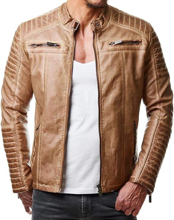 Redbridge uomo giubbotto manica lunga finta pelle biker casuale cotone moda giacca