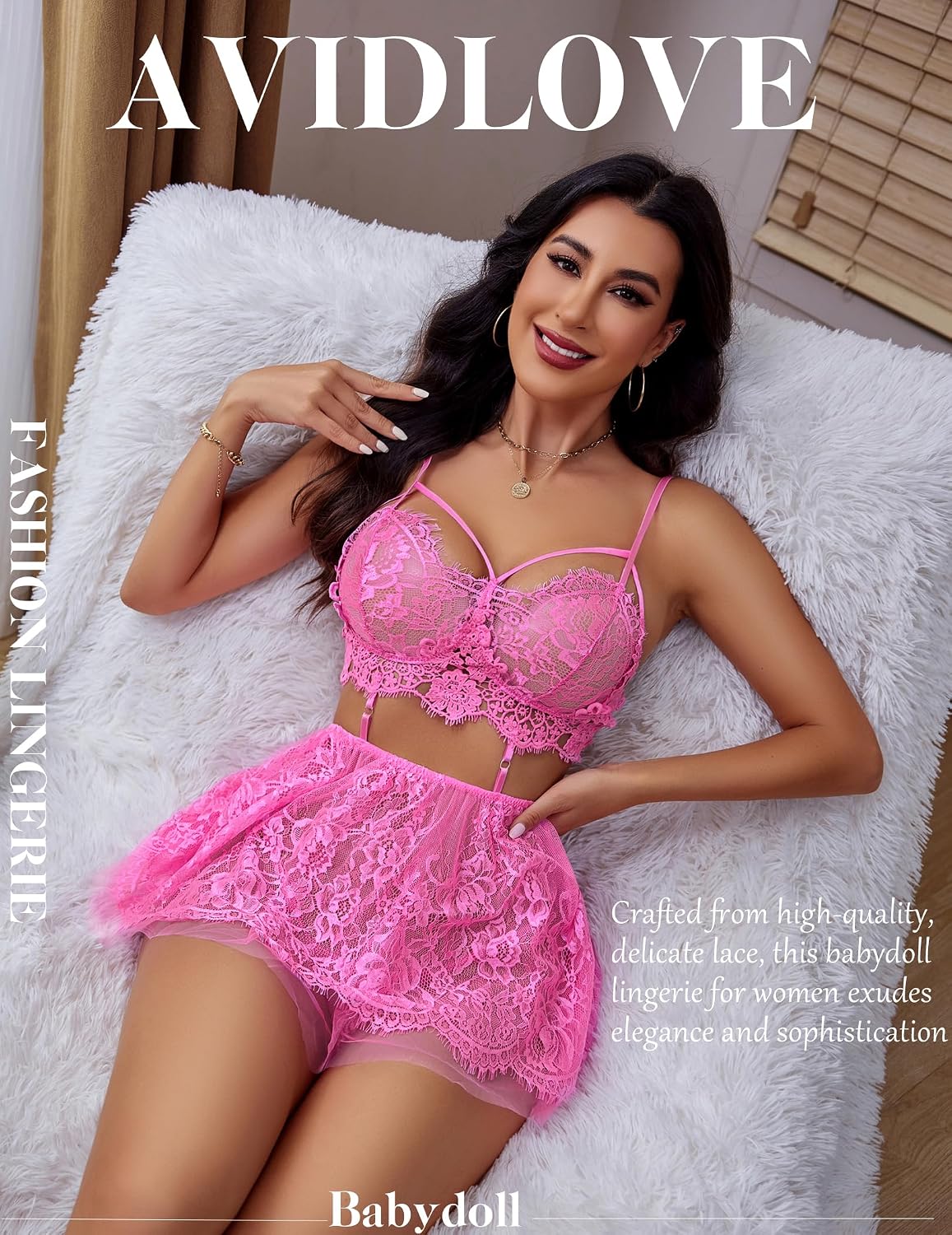 Avidlove Lingerie for Women Lace Babydoll Mesh Nightwear Chemise Nightie
