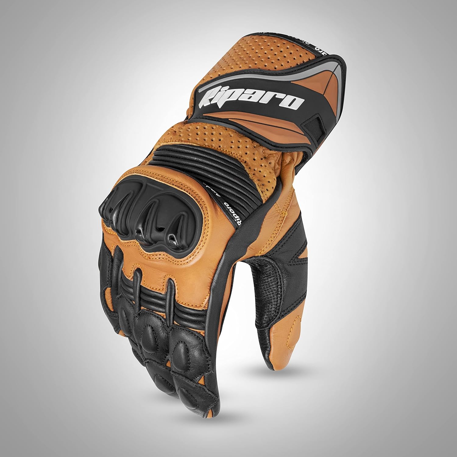 Riparo Premium Leather Street Motorcycle Riding Gloves Knuckle Protection with Mobile Phone Touchscreen Motorbike Racing Cruiser Gloves