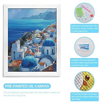 ギリシャの風景画ABダイヤモンドアート【完成品】70*50cm ギリシャの風景画ABダイヤモンドアート【完成品】70*50cm Amazon