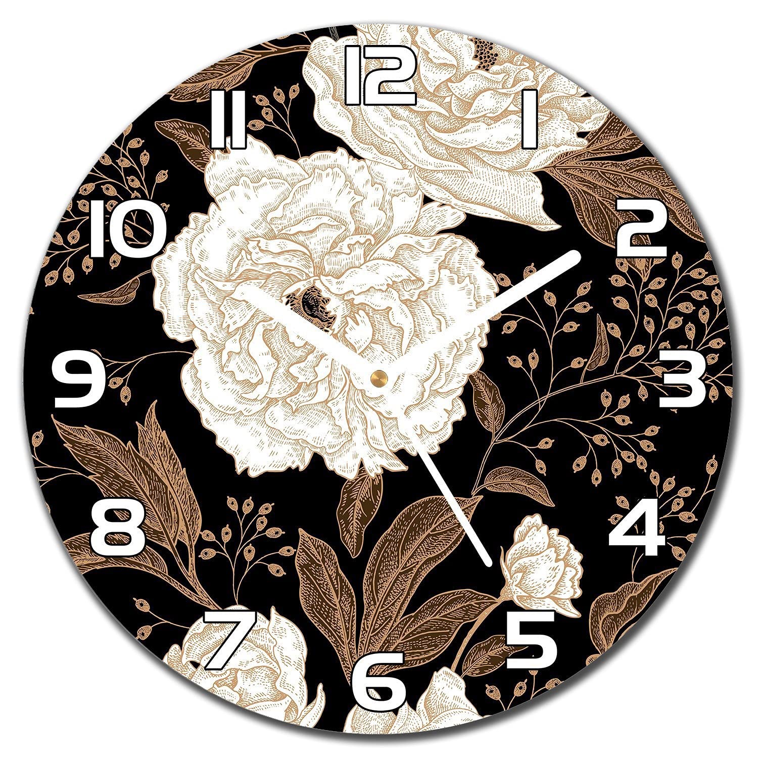 Horloge en verre aiguilles blanches Coloray impression moderne ronde