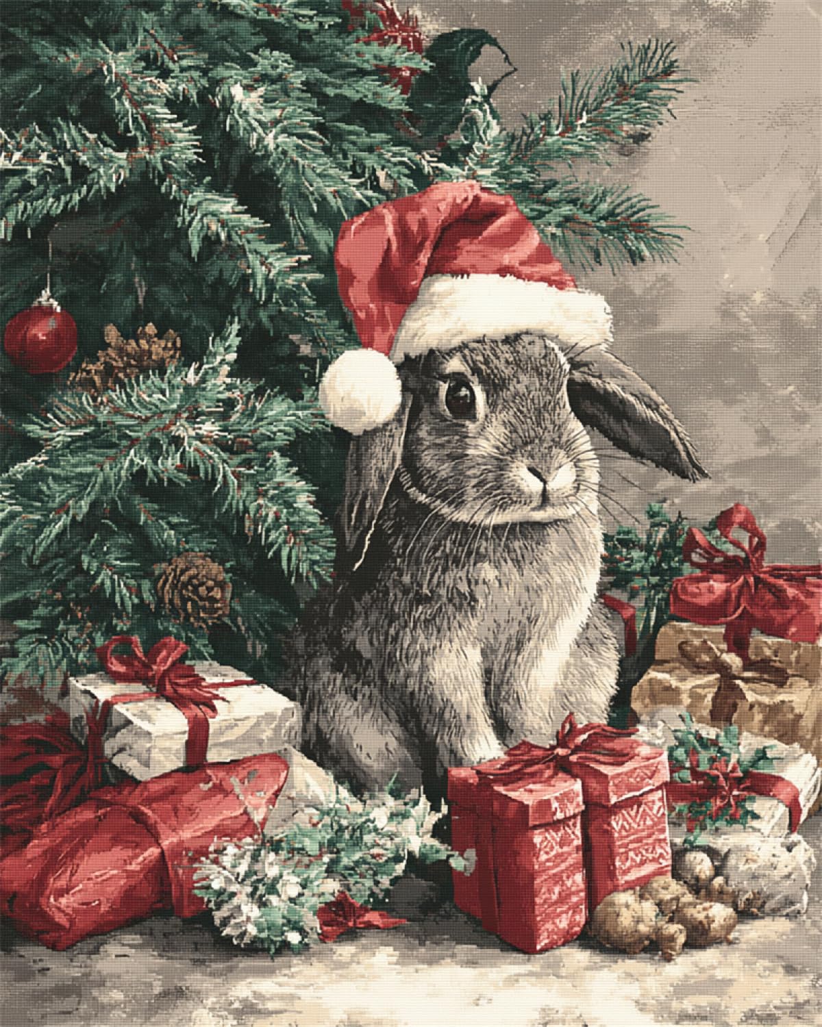 LFYNIORS DIY Perlenstickerei Set Hasentier Und Weihnachtsbaum Nadelstich-Set Mit Perlen Und Kreuzstich-Set Mit Buntem Stickgarn Und Perlen 40x50cm