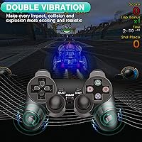 Vista 6 de Controlador con cable para consola PS2 controlador de juego de doble vibración Gamepad remoto para Playstation 2 PS2 con cable largo negro