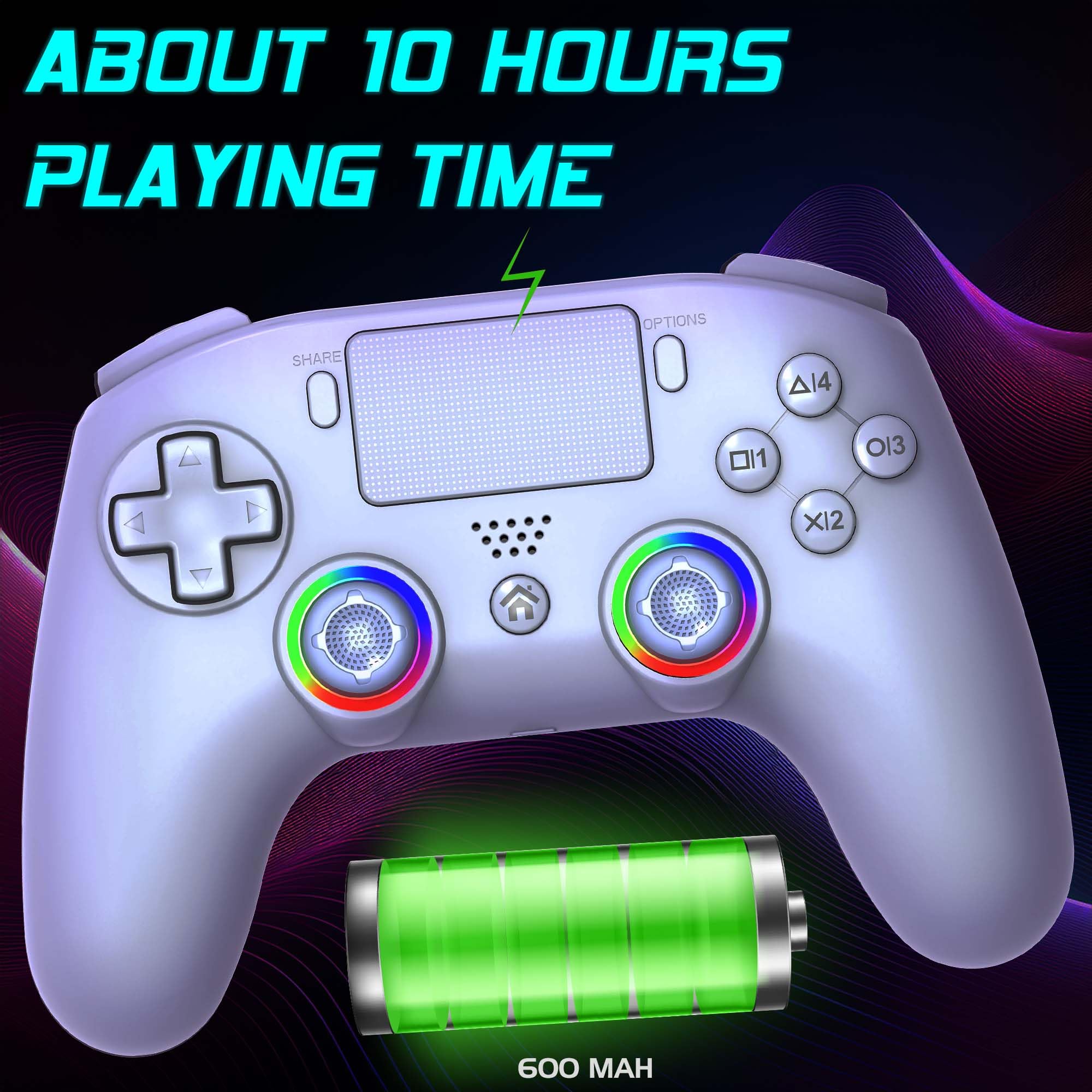 Subsonic - Mando Inalámbrico para PS5 y PC - Blanco | Ergonómico, LED RGB Programables, Vibración, Panel Táctil, Palancas Programables - Compatible PlayStation 5 y PC