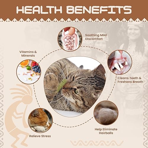 Miniatura 11 de HUPA Palitos de hierba gatera Alivio de la ansiedad y limpieza de dientes de gatito, vid plateada natural con hierba de rafia para dientes