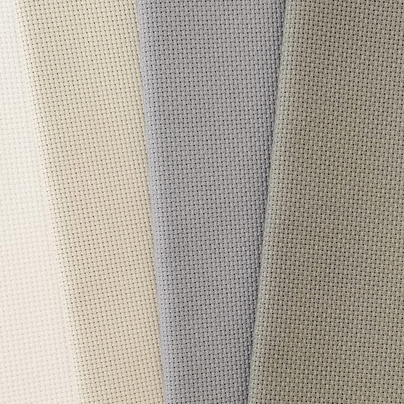 KCS 3 pc of 12" x 18"(30cmx45cm) 18CT Counted Cotton Aida Cloth Cross Stitch Fabric (Lavender+Pink+Light Green)