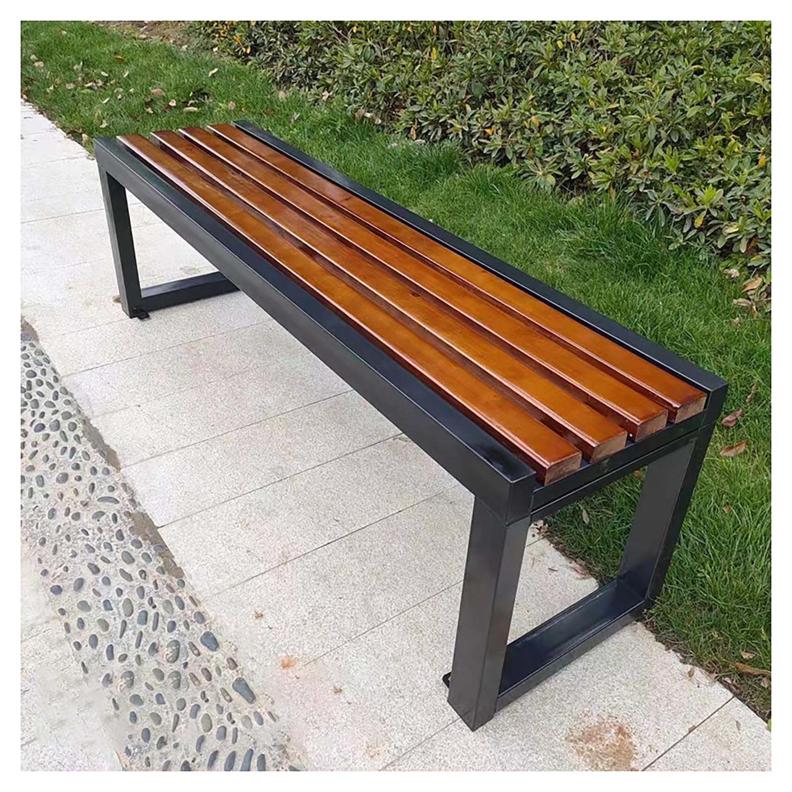 Banco de jardín estable de 150 cm con estructura metálica para terrazas y exteriores