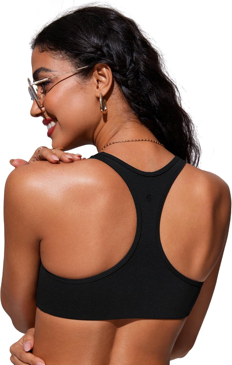 CRZ YOGA Womens Racerback Bikini Tops Scoop Neck Bathing Suit Swimsuit Padded Swim Sport Bra