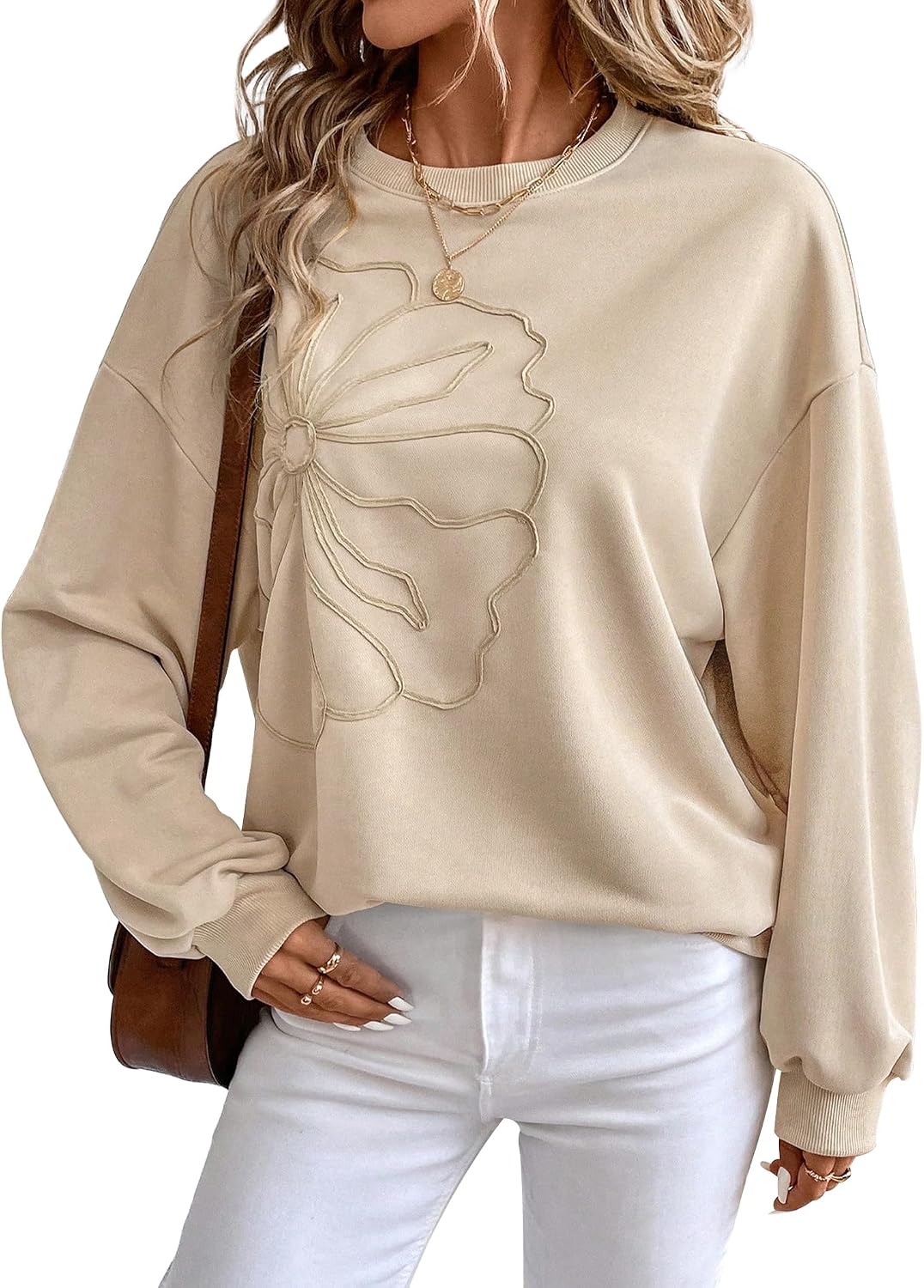Womens Oversized Sweatshirt Crewneck Long Sleeve Tops