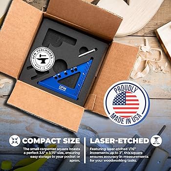 ‪‪Square‪☆ DFM Small Carpenters Work Tools w/Fixed Miter Angle Pin