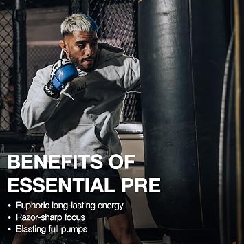 RAW Essential Pre-Workout Powder (Fruit Burst) - Chris Bumstead Sports Nutrition Supplement for Men & Women - Preworkout Energy Powder with Caffeine, L-Citrulline, L-Tyrosine, Beta Alanine Blend