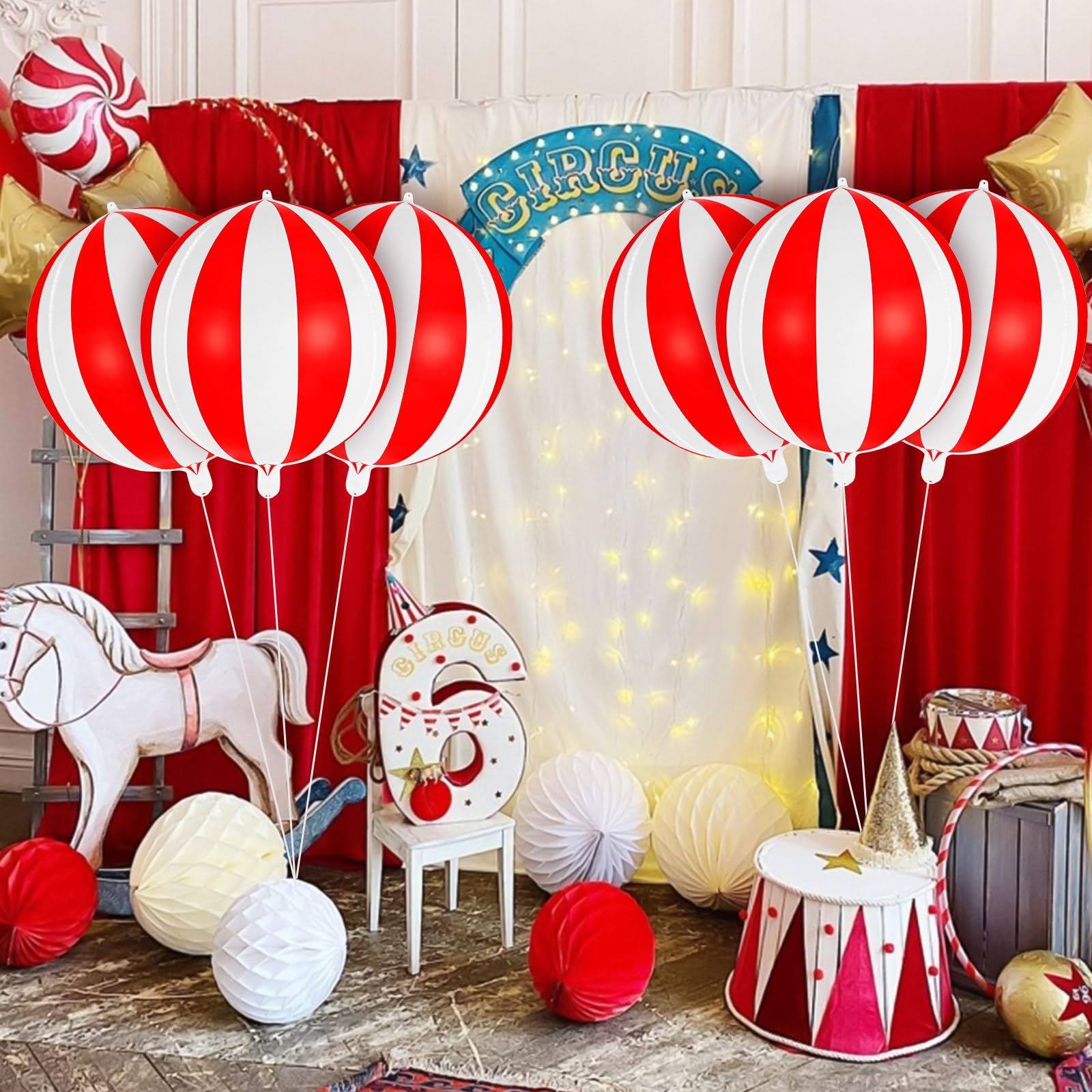Amazon.com: Red and White Striped Balloons, 22 Inch Metallic