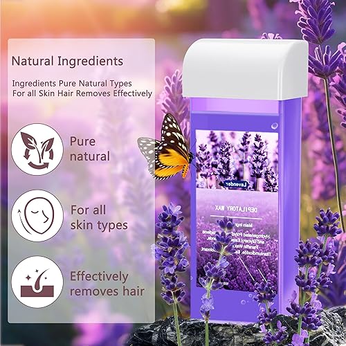 Miniatura 5 de Cera enrollable, repuesto de rodillo de cera suave para depilación, cartucho de rodillo de cera depilatoria de miel y lavanda para piel sensible de