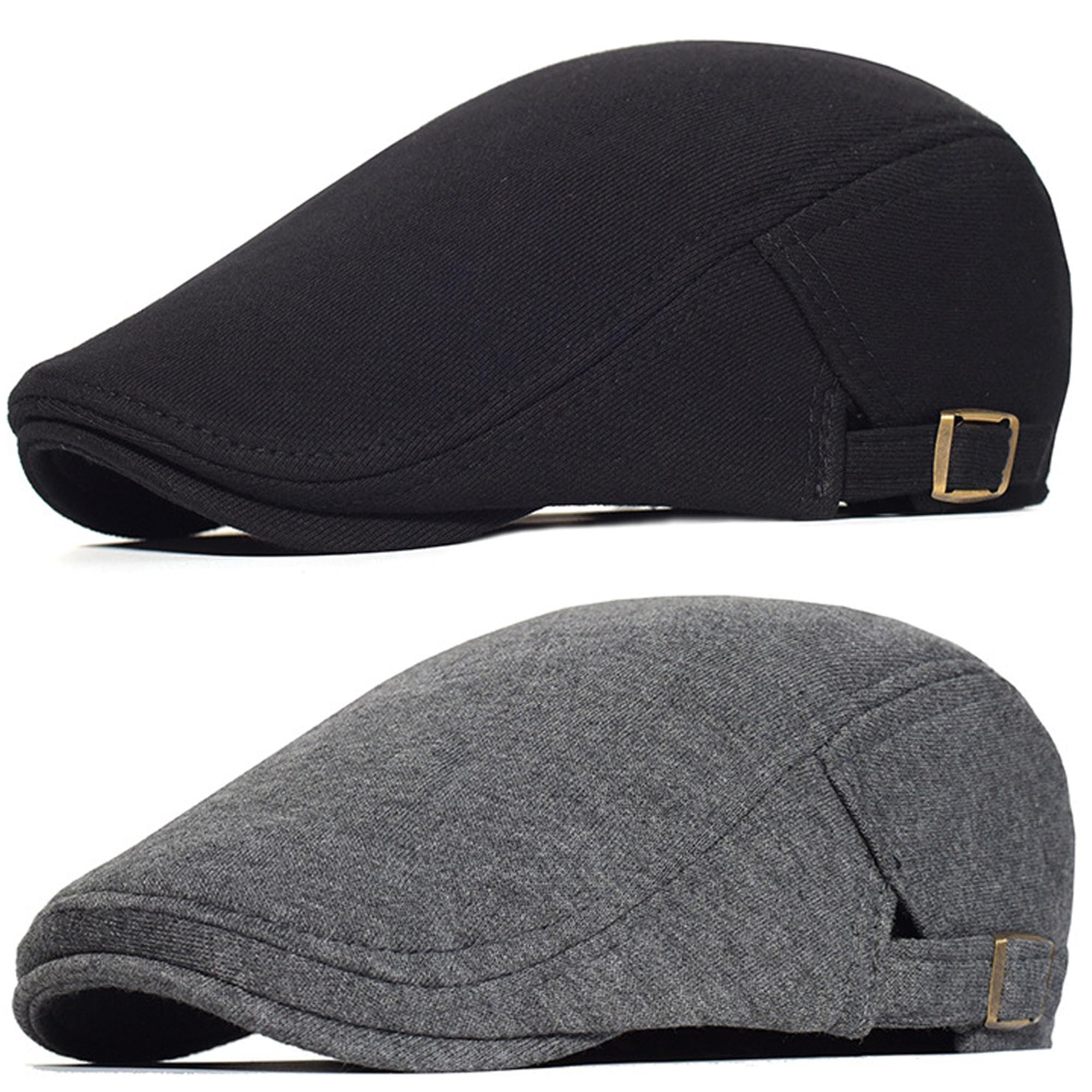 Babahu Men's A-Black+Grey Newsboy Cap Gatsby Flat Cap Lvy Irish Hats Driving Cabbie Hunting Cap