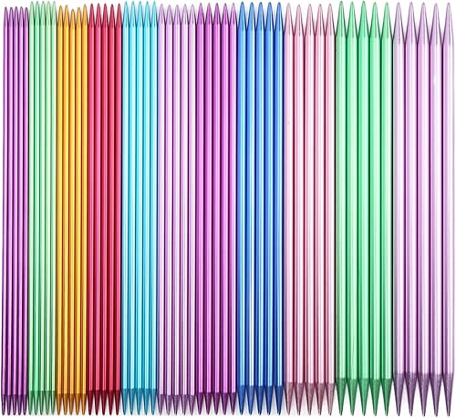 Juego de 55 agujas de tejer de doble extremo, agujas de tejer rectas de aluminio sólido, agujas de tejer rectas de doble punta, 11 tamaños