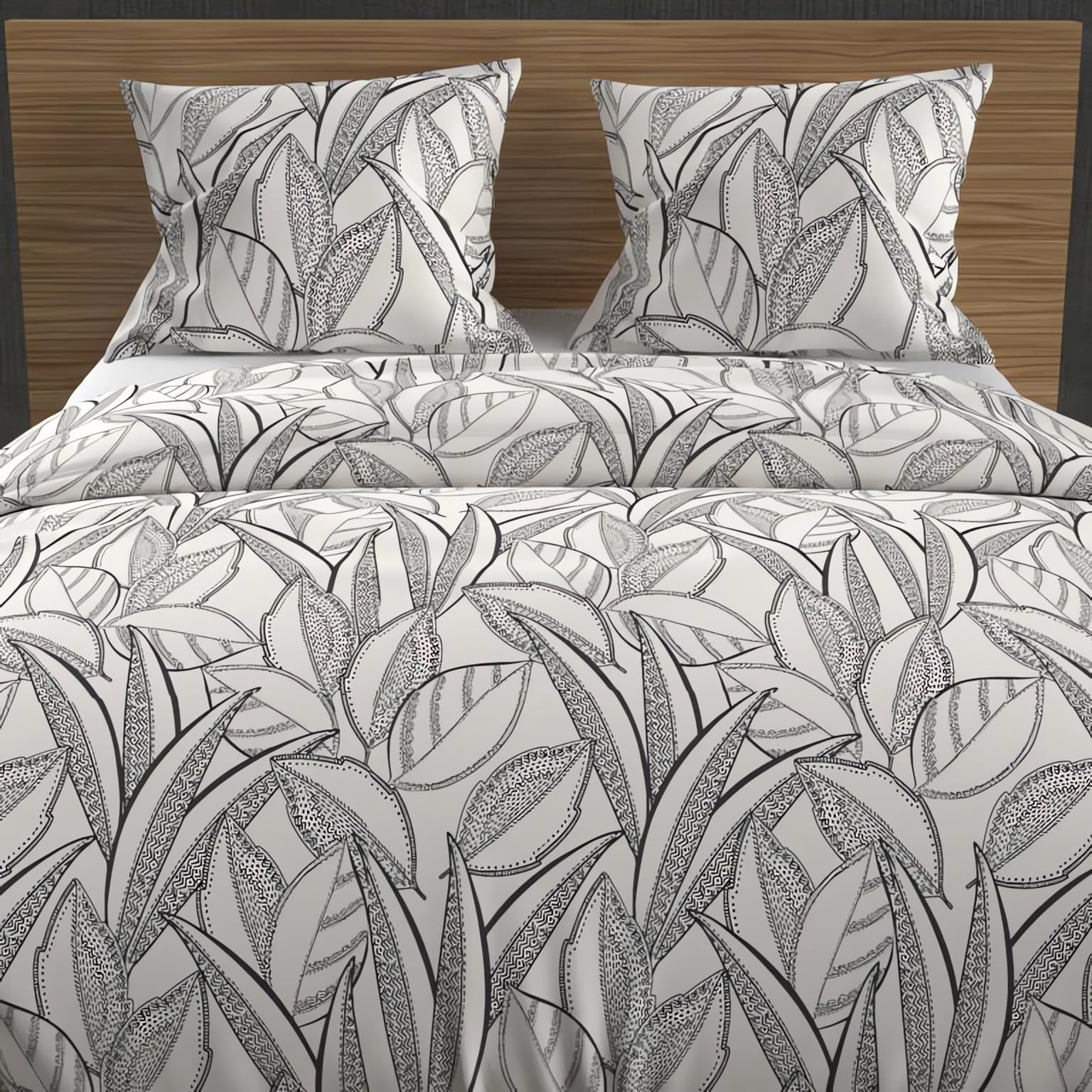 Soleil d'ocre, Parure Housse de Couette en Coton 57 Fils 260x240 cm Togo Blanc