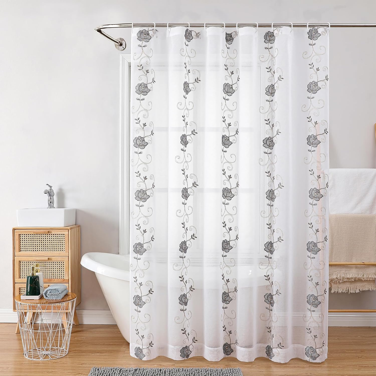 Regal Home Collections Sheer White Shower Curtain Set