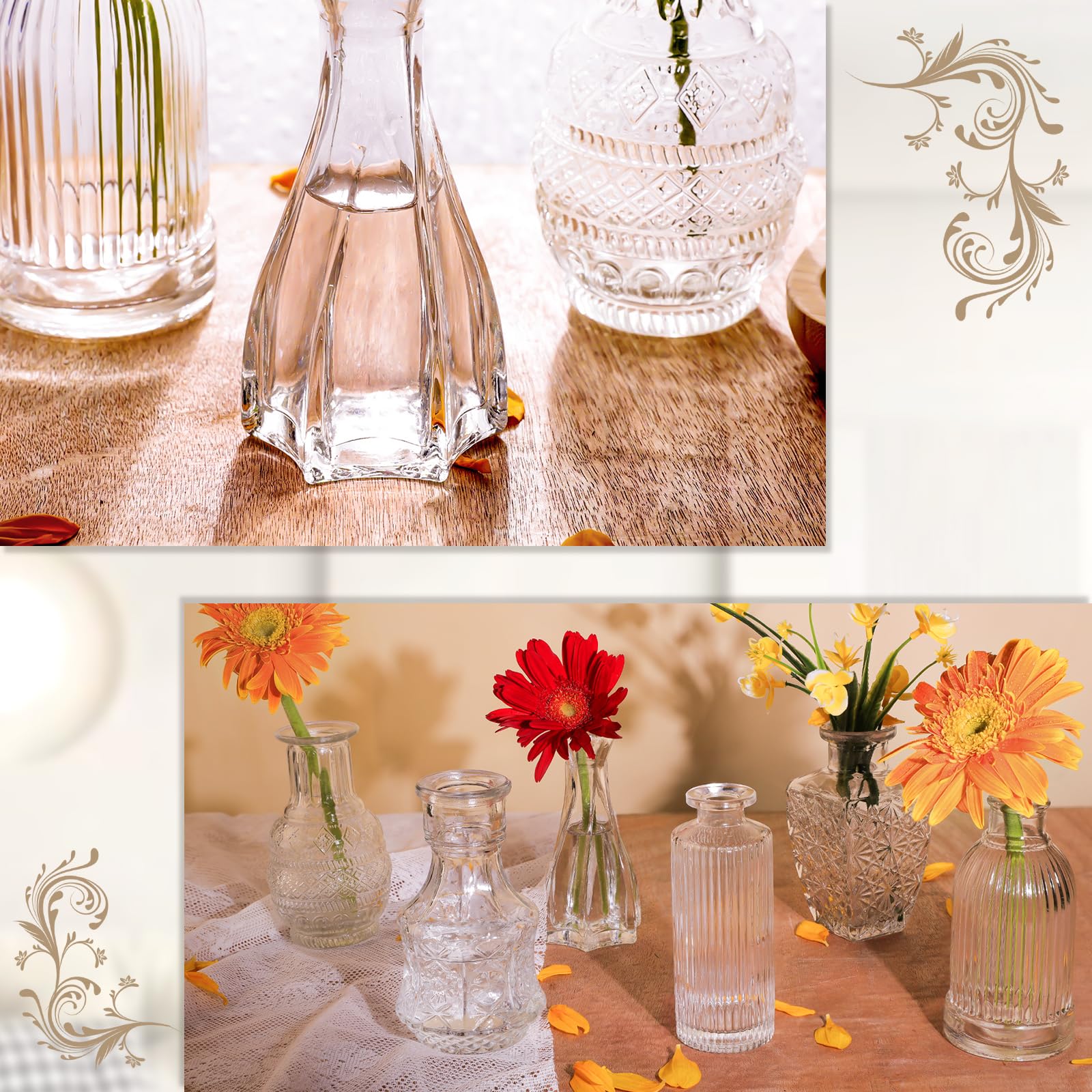Kleine Vasen Set 24er Mini Vase Glas Vintage Hochzeit Kristalle Klare Blumenvase Verschiedene Groessen Modern Schmal Glasvasen Tischdeko Fur Blumen Deko Wohnzimmer Bad Muttertagsgeschenk