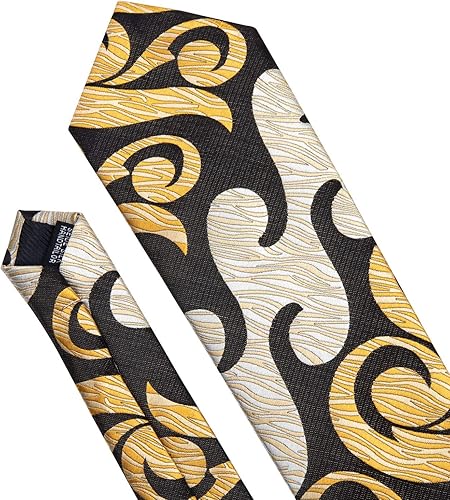 Miniatura 5 de BarryWang Juego de gemelos cuadrados de seda para hombre diseño de corbata bolsillo y corbatín de seda para negocios talla única