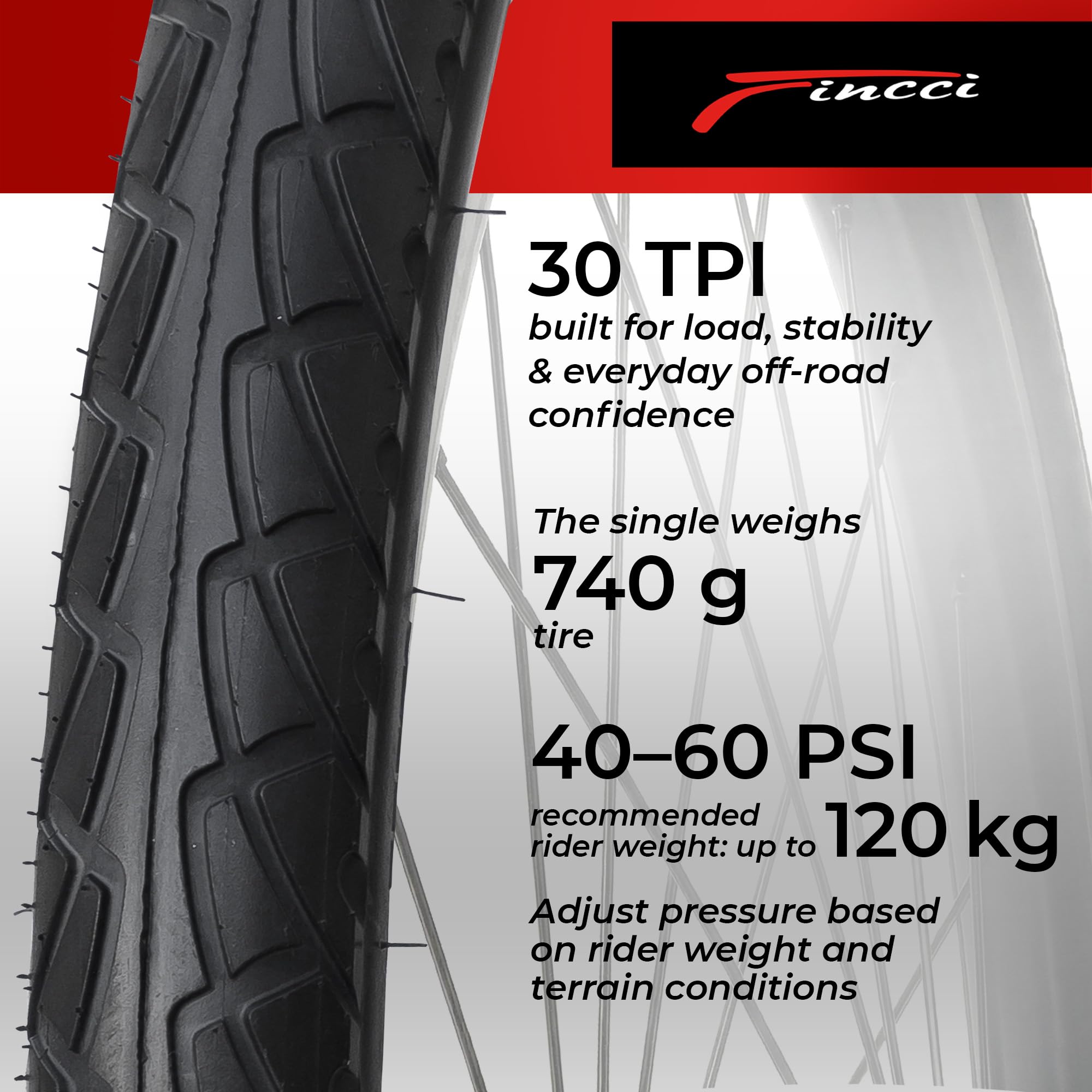 Amazon | Fincci ペア 26x1.95 自転車用タイヤ - Leno セミスリック
