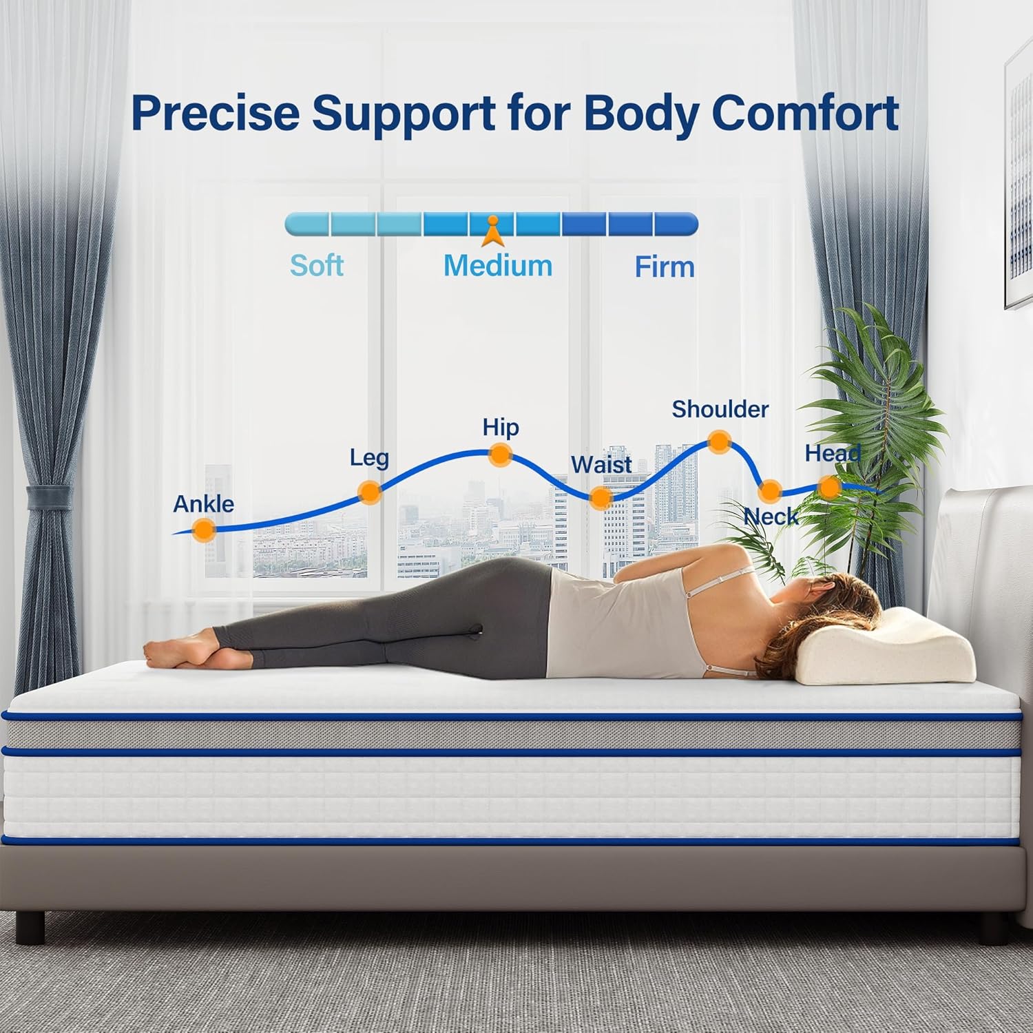 LAZYCAT Twin Mattress, 12 Inch Twin Size Hybrid Mattress in a Box with Memory Foam and Individual Pocket Springs, Extra Lumbar & Shoulder Support, Pain Relief Fiberglass-Free