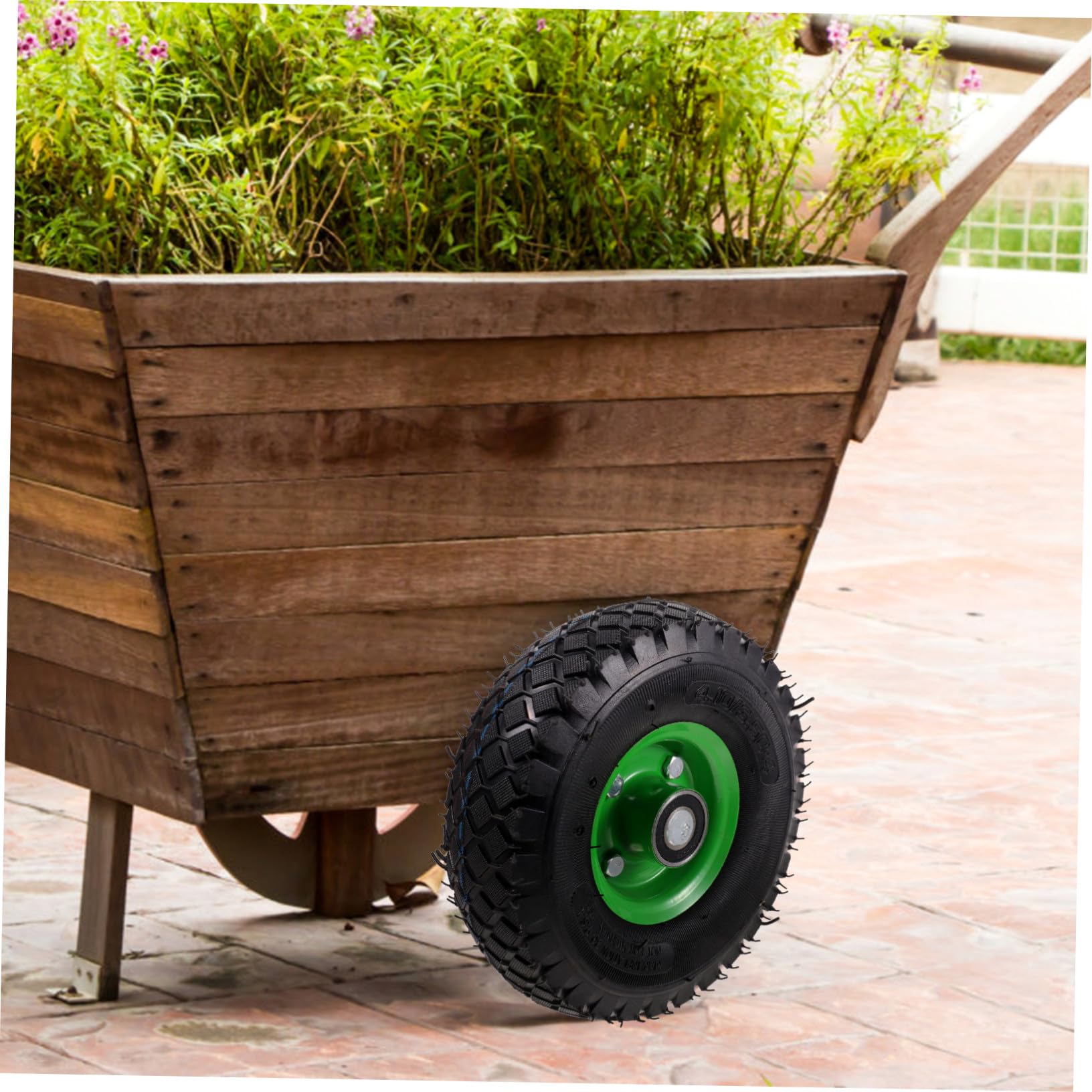 Pneu Gonflable Silencieux pour Brouette et Chariot de Jardin Roue de Rechange Caoutchouc pour Tondeuse Générateur et Souffleuse Montage Facile et Résistance à Usure