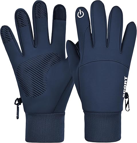 Guantes impermeables de invierno con dedos para pantalla táctil para hombres y mujeres, forro térmico resistente al viento para correr, ciclismo,