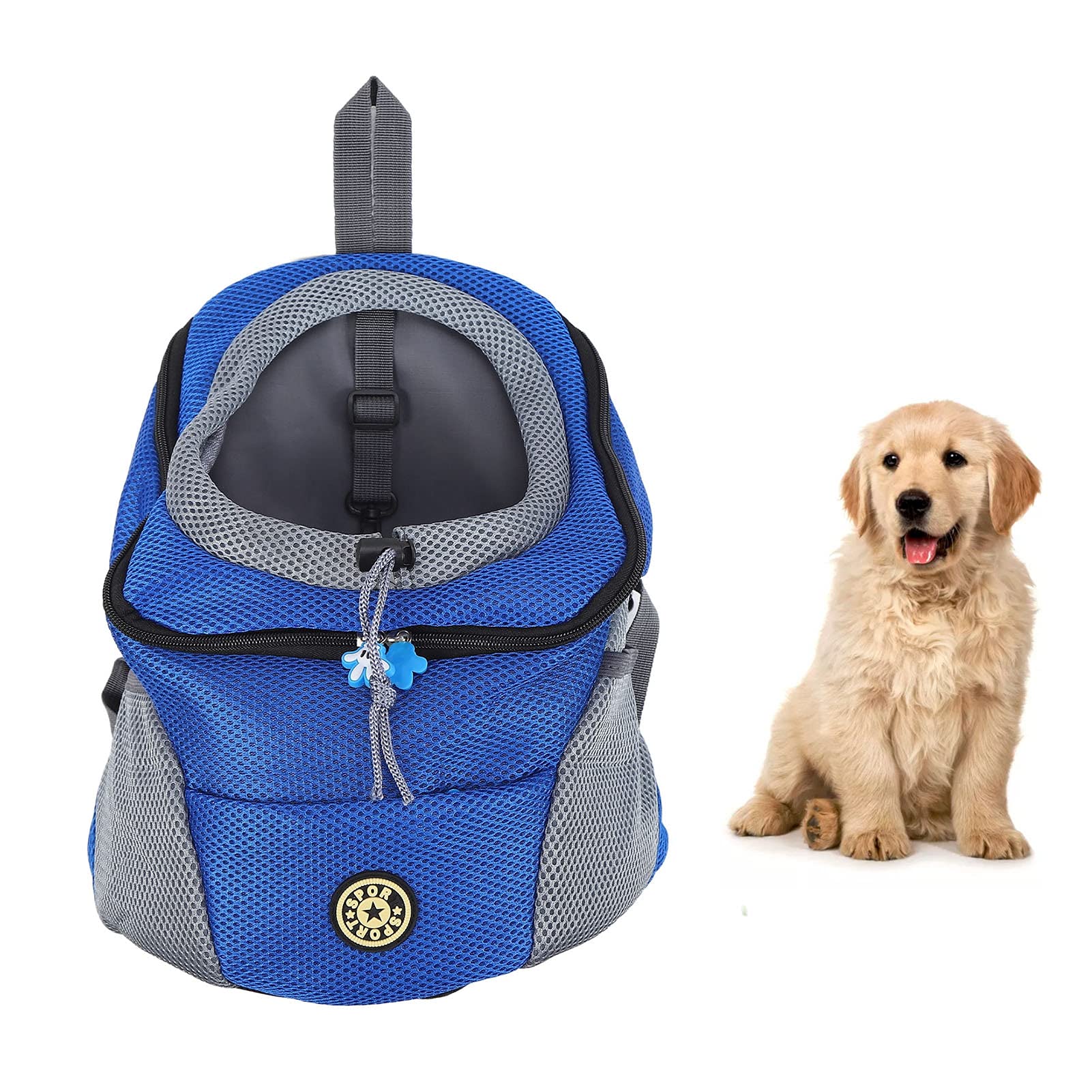 Zaino per animali domestici Zaino da trasporto Traspirante Comodo Spazioso Durevole Borsa da viaggio per escursionismo all'aperto Campeggio con tessuto Oxford e poliestere per (Blu)