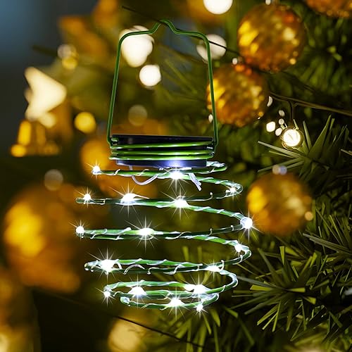 Miniatura 2 de Faroles LED solares en espiral, luces solares para jardín, luces colgantes decorativas para exteriores, luz colgante impermeable para jardín, patio,