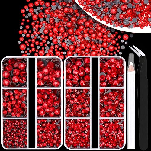 Tamaño mixto SS6-SS30 Aguamarina Hotfix Rhinestone Set, Flatback Hot Fix Cristales termoadhesivos Piedras de diamante de cristal con herramientas