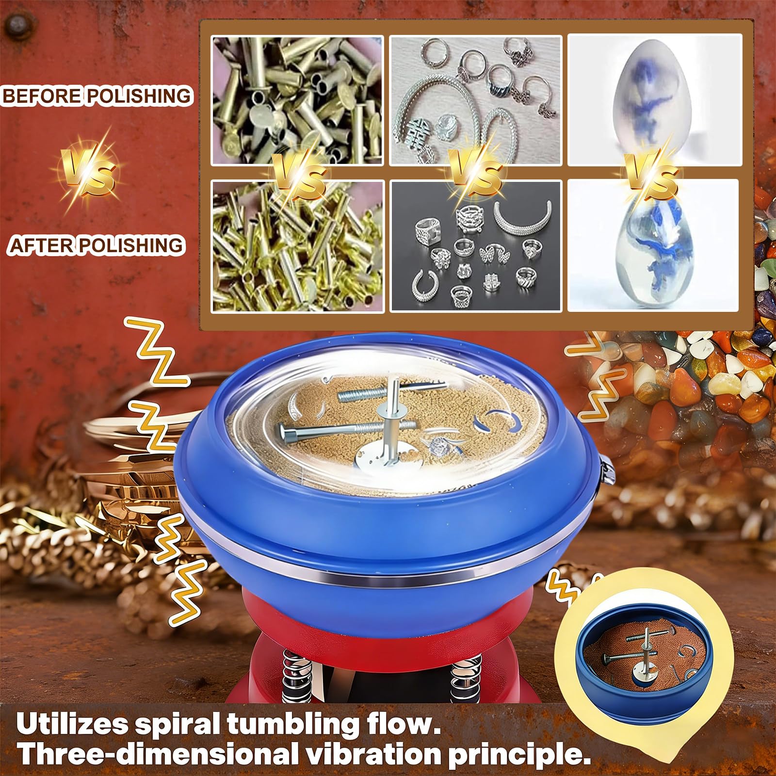 Kit de polissage par vibration pour bijoux, meulage et polissage des surfaces de pièces