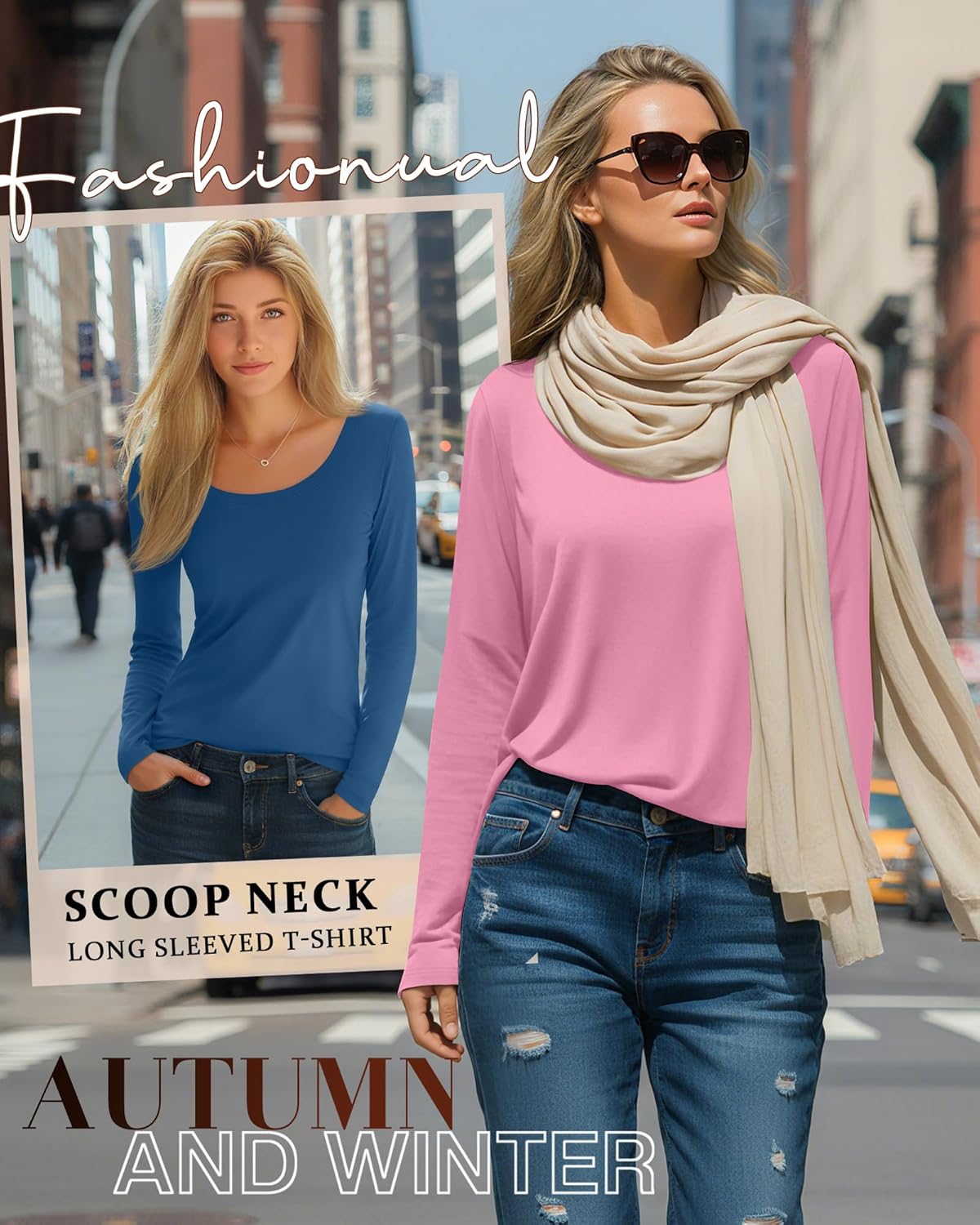 5 Pack Women's Long Sleeve Shirts Scoop Neck Tops Loose Fit Tshirt Pullover Undersh... - Image 6