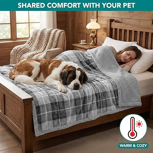 Miniatura 4 de PetAmi - Manta impermeable para perro, sofá, manta de sherpa gris impermeable para perros grandes, cachorros | forro polar de microfibra supersuave