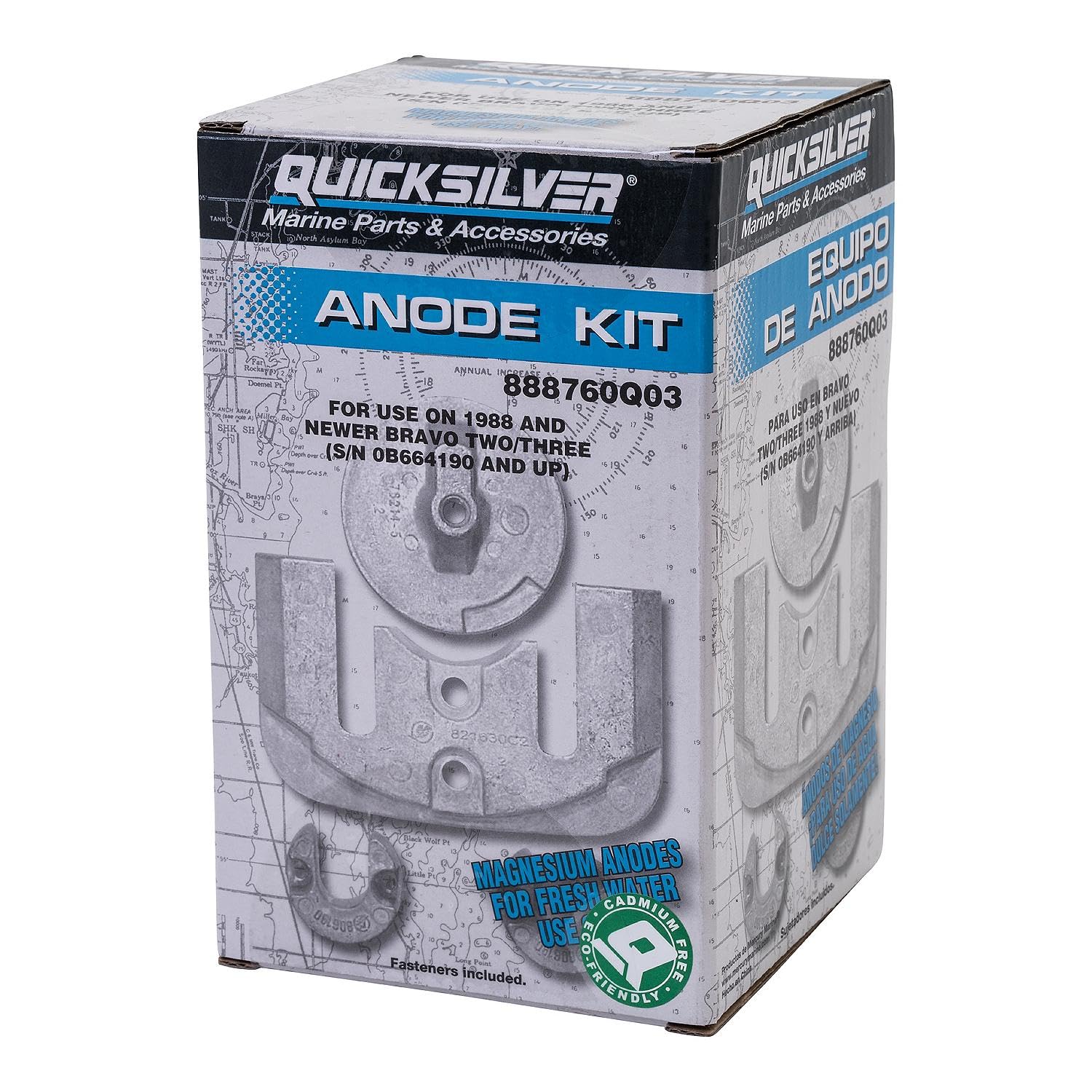 Quicksilver 888760Q03 Magnesium Anode Kit-MerCruiser II and Bravo III Drives Kits de Piezas de Repuesto para Motor de Barco, Unisex, No especificado, sin especificar
