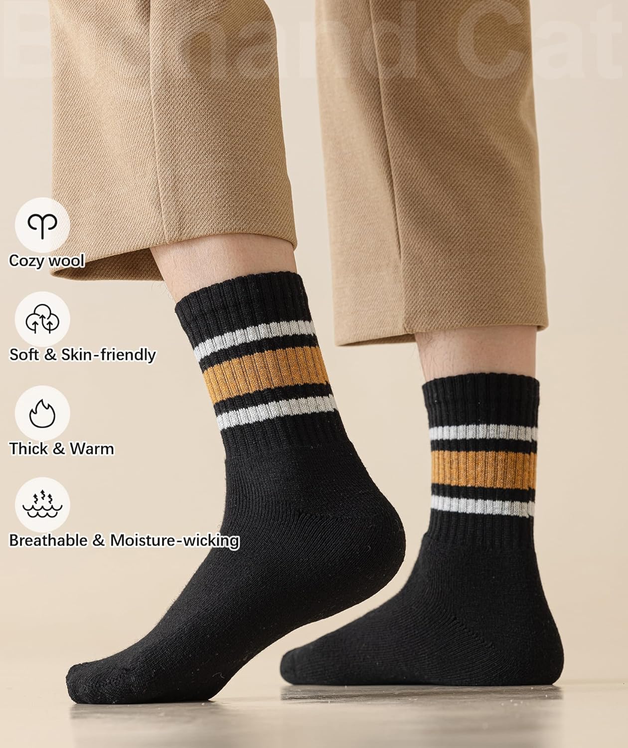 IIG 3-6 Pairs Men Dress Cotton Socks Funky Colorful Pattern Wool Crew Socks - Image 5