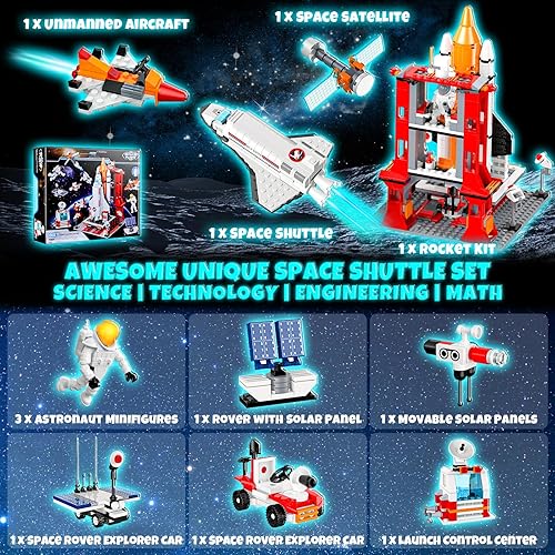 Miniatura 8 de Amoyasite CS-TAG con proyector digital de puntuación LED y 3 objetivos más Amoyasite Space Exploration Shuttle STEM Building Toys