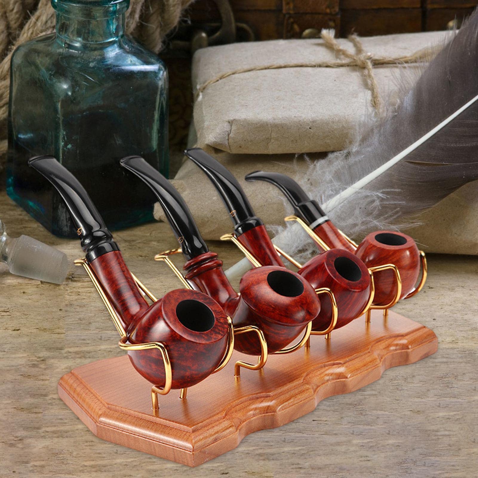 Support pour pipe à tabac - Élégant porte-pipe pour tabac - Support en bois massif fait à la main - fumée
