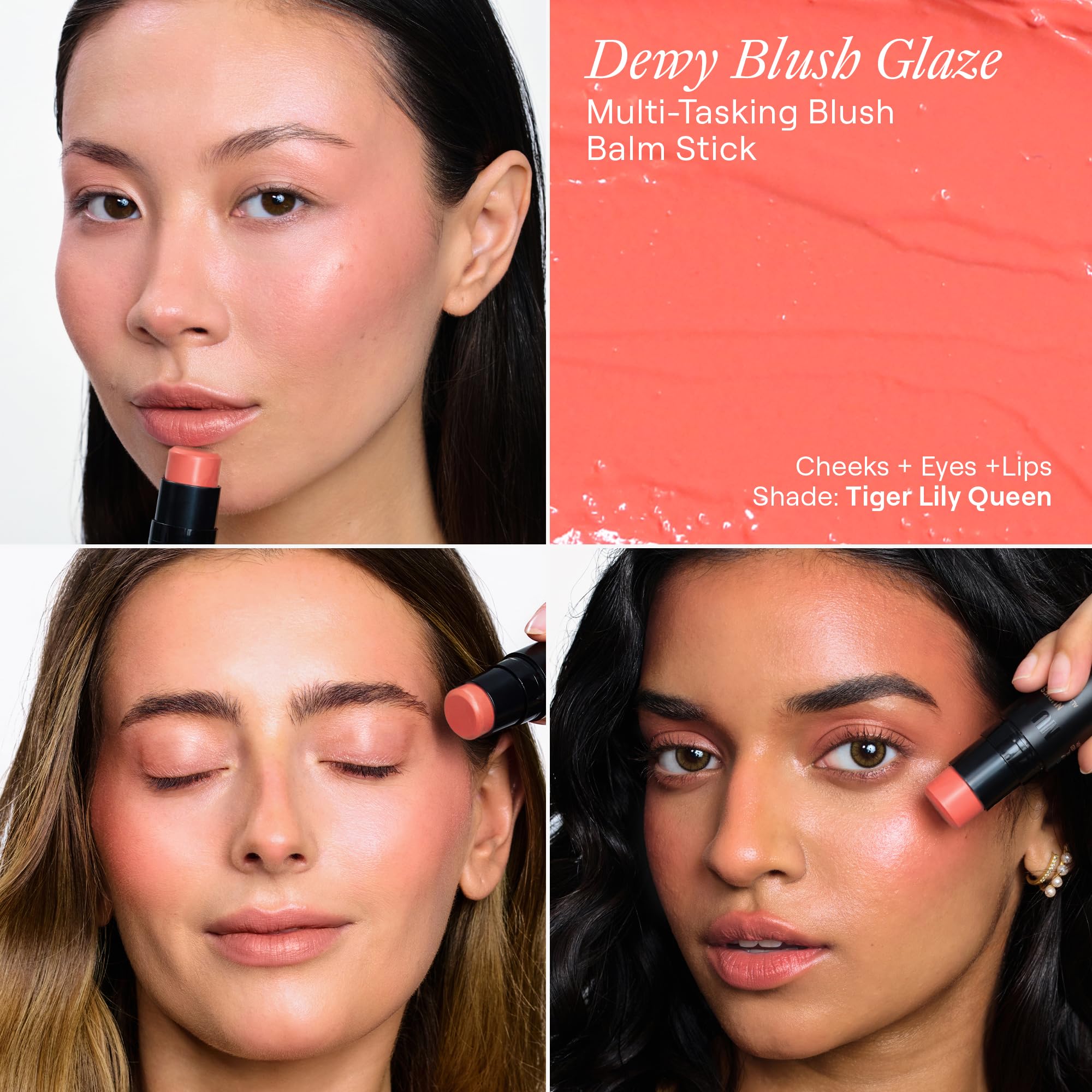 NUDESTIX Nudies Bloom Dewy Blush Stick Tiger Lily Queen 7g – Creme Blush für Wangen, Augen & Lippen – Dewy Glow, Sheer Farbe, Warm Bright Coral