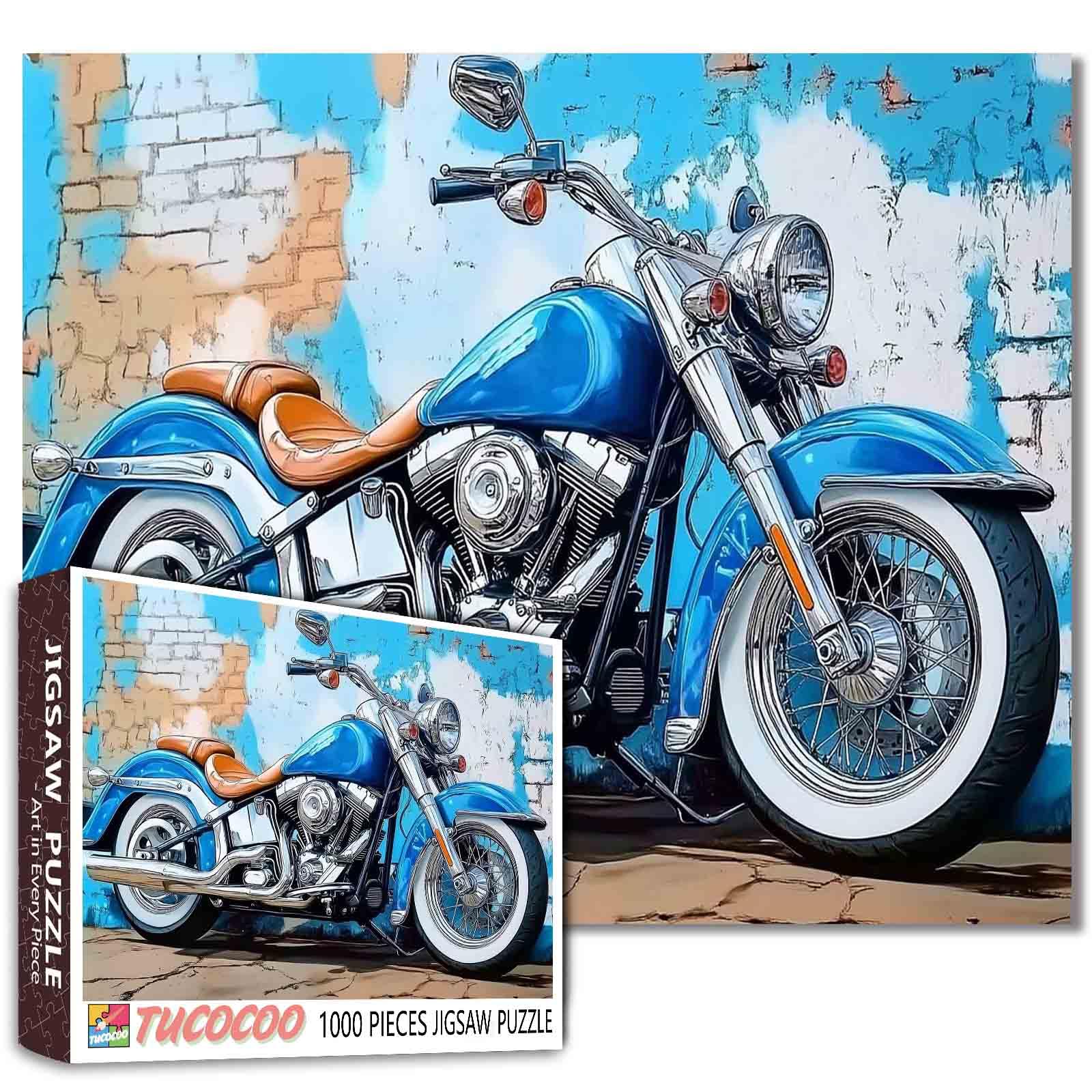Extreme Sports Motorbike Art Jigsaw Puzzles for Adults 1000 Pieces,Street Graffiti Motorcyclist Offroad Colorful DIY Puzzles for Home Decoration Gifts,Family Challenging Perfect for Game Nights