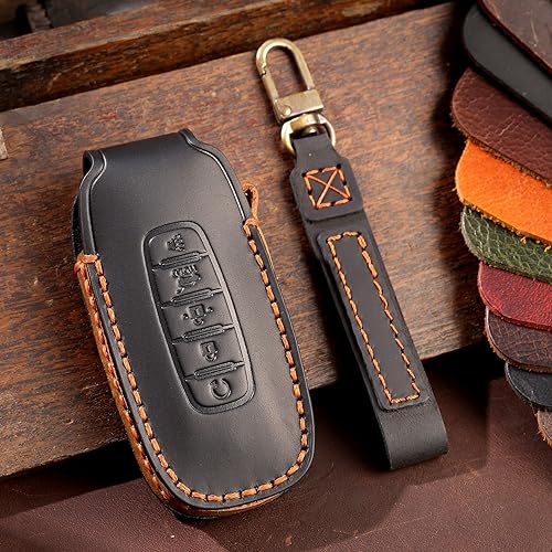 Miniatura 3 de ontto Funda de cuero para llave de automóvil de 5 botones para Nissan Pathfinder, Rouge Versa, accesorios 2023 2024, funda inteligente para llave